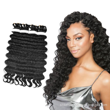 Ombre Black Long 28 inch Pre-feathered Hybrid Water Wave Braids 3x Body Ocean Wave For Bulk Braiding Synthetic Hair Extensions